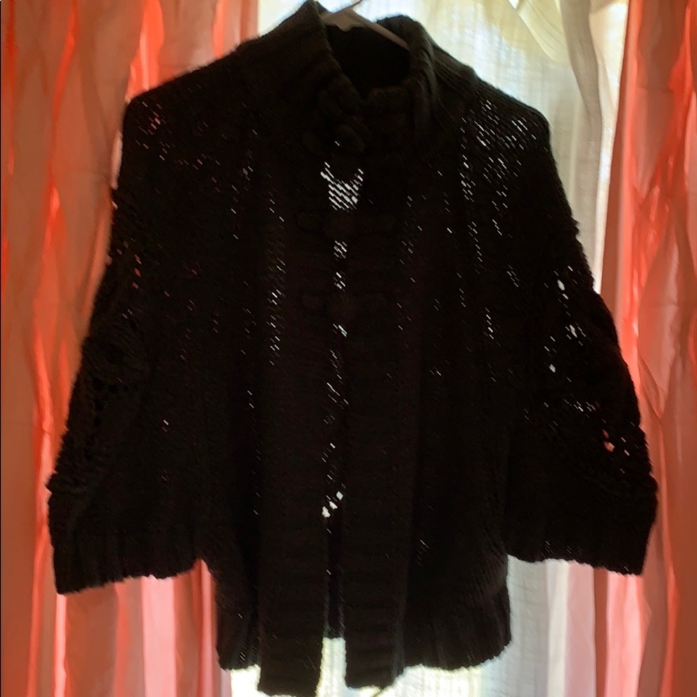 Gray dolman sweater poncho